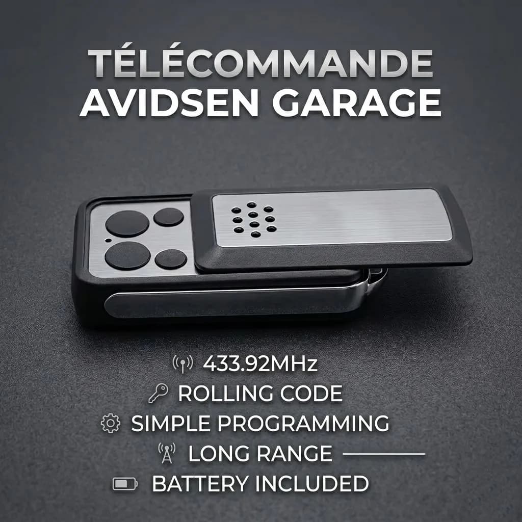 Télécommande AVIDSEN 114253 104250 104251 104257 104350 654250 pour ouvre-porte de garage 433,92 MHz