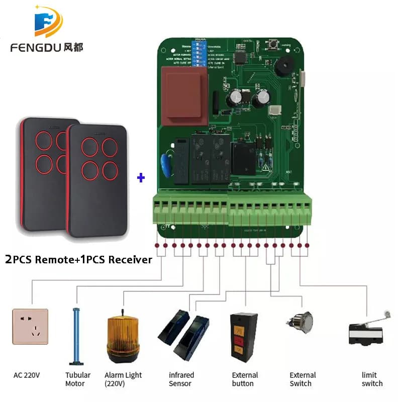 Récepteur de moteur tubulaire avec émetteur, porte de garage, code d'apprentissage, 220 Mhz, 4 canau