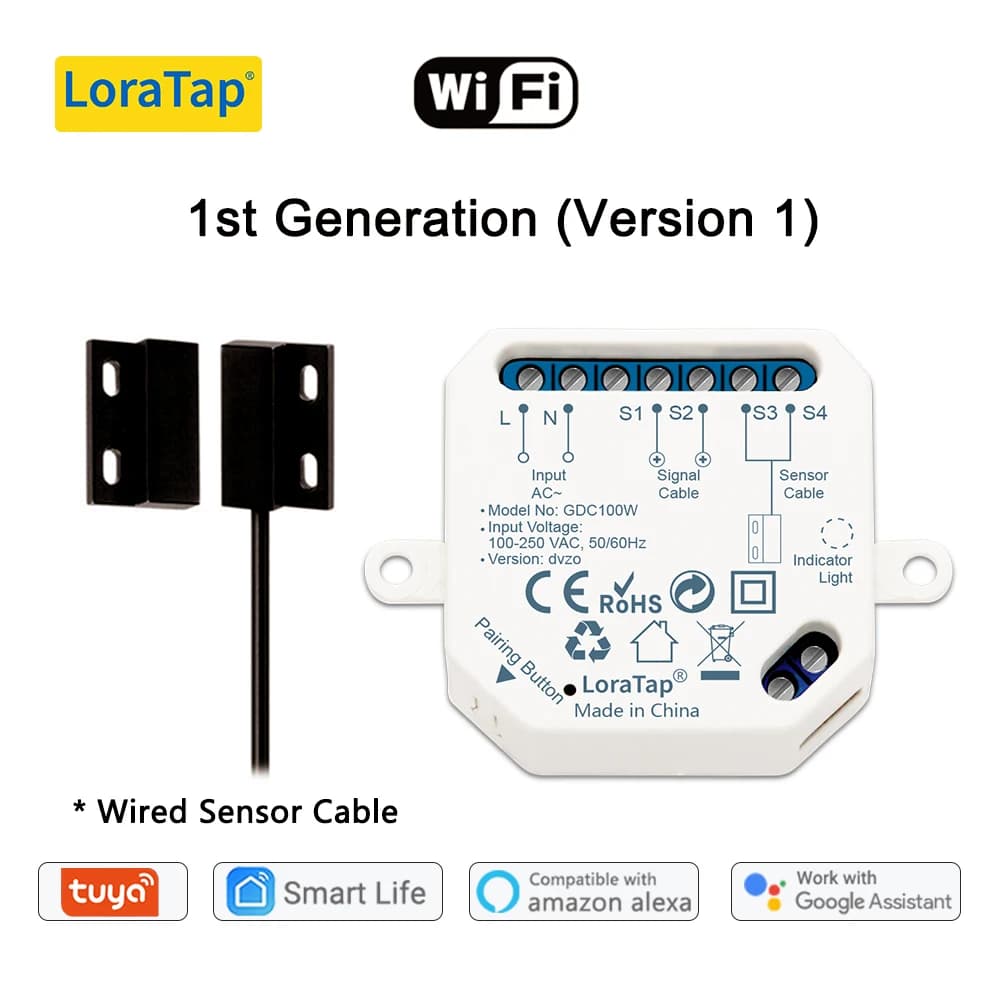 LoraTap Tuya Smart Life capteurs de porte de Garage contrôleur d'ouverture commutateur WiFi Alexa ou