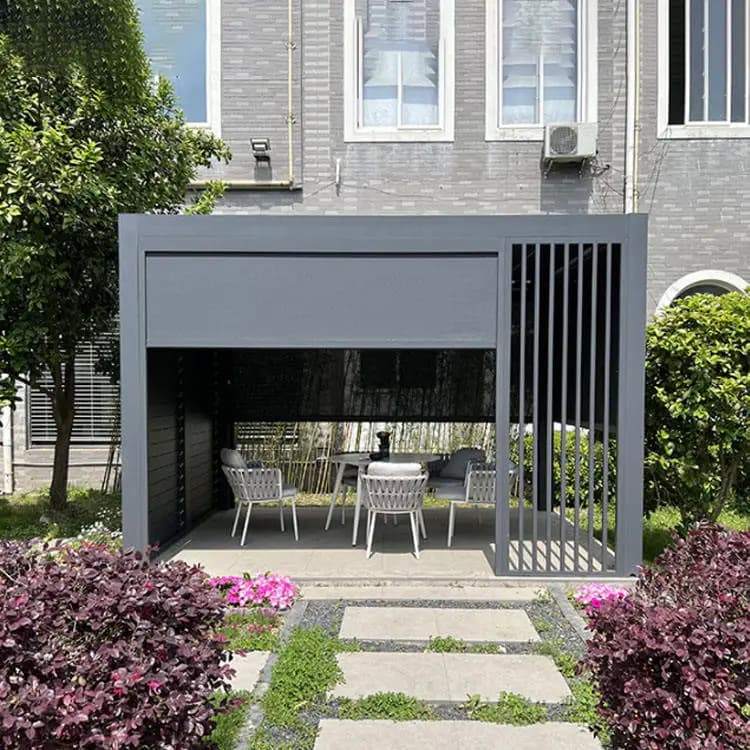 Pergola en aluminium de luxe moderne, toit de persienne étanche, pavillon de jardin en métal, amélio