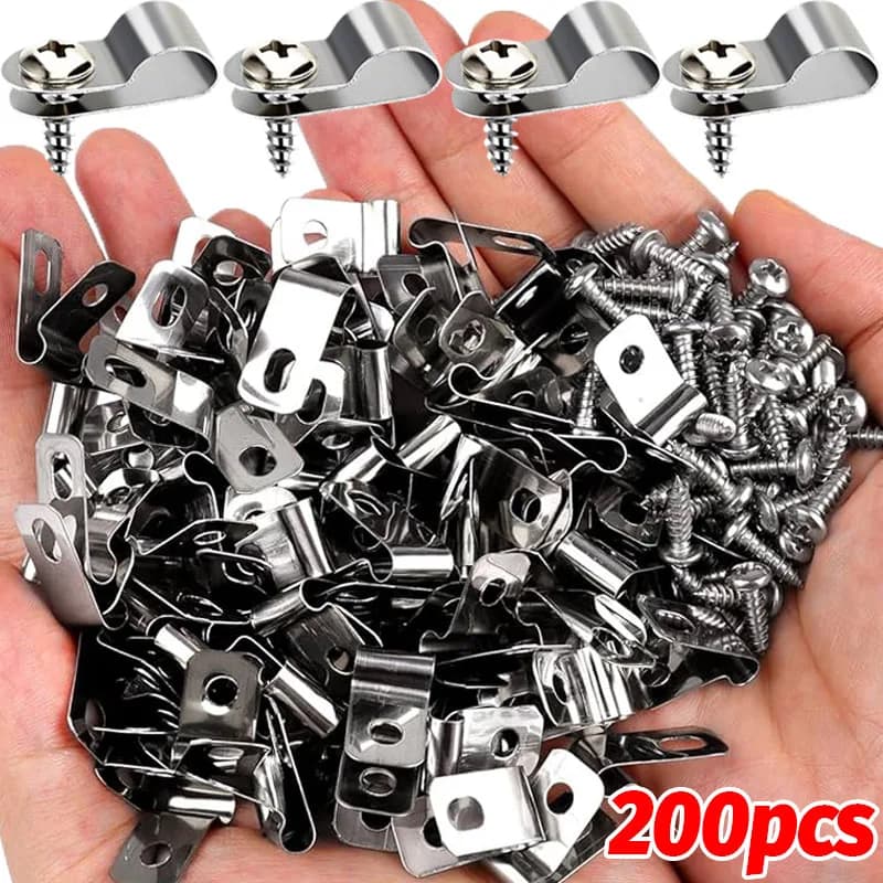 100/10 ensemble de pinces à fil de clôture en acier inoxydable de type R, Clips de montage de clôtur