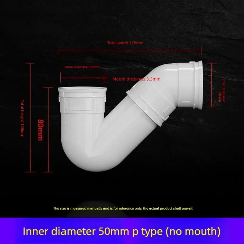 Siphon anti-odeur en PVC pour tuyau d'eau, raccord non-évacuant 50/75/110/160mm
