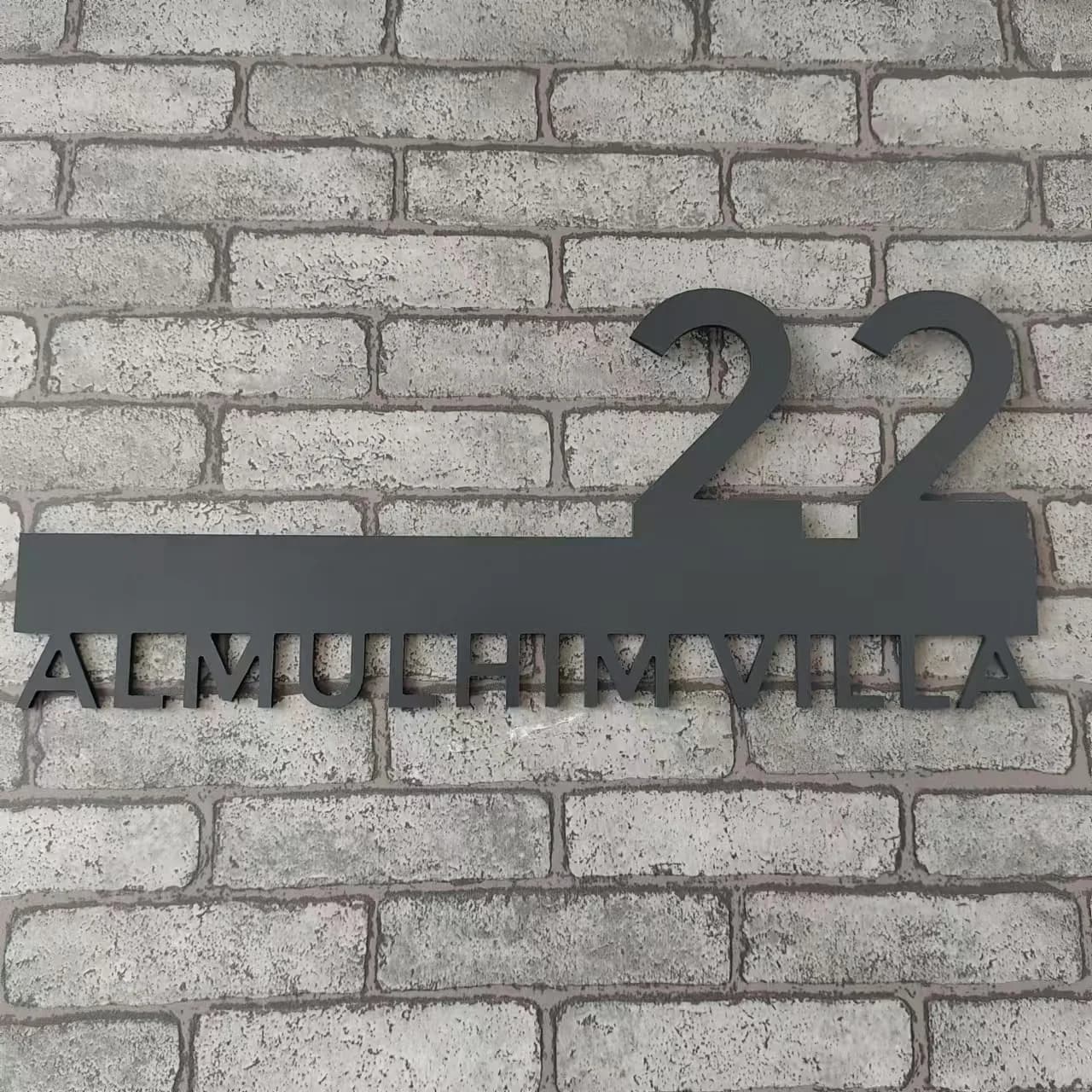 Numéros de maison gris en aluminium composite, panneaux d'adresse personnalisés, plaque avec grand n