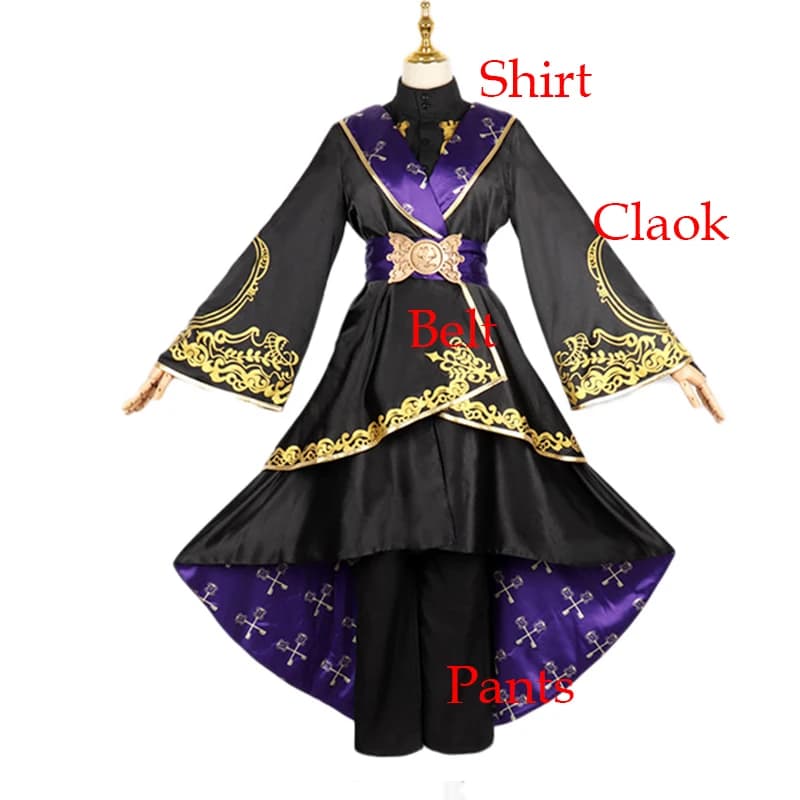 Costume de Cosplay énigme, cape fantaisie noire, Costume de fête de carnaval, uniforme d'halloween