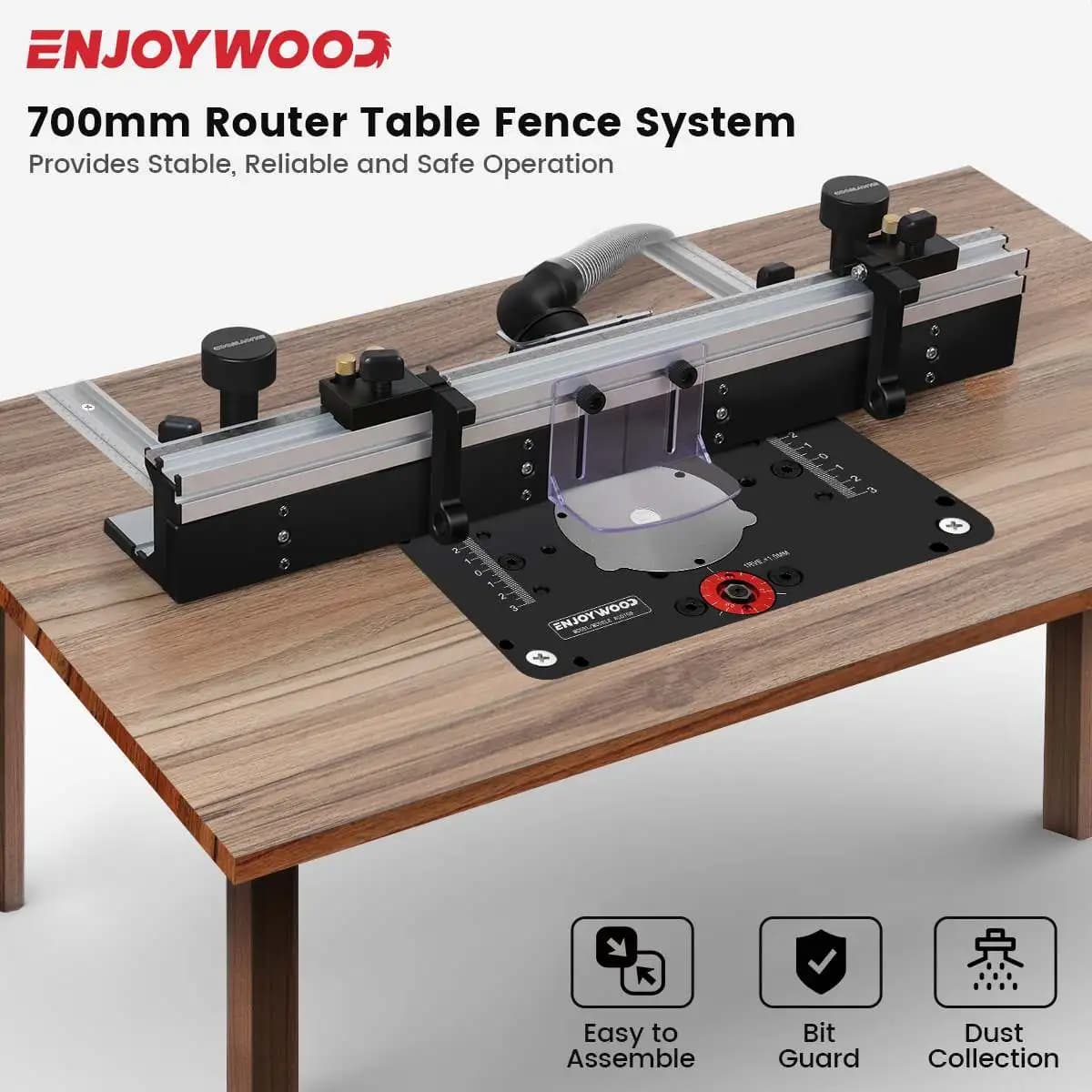 ENChain YWOOD-Clôture de profil en alliage avec rail en T de 700mm, table de toupie de travail de ca
