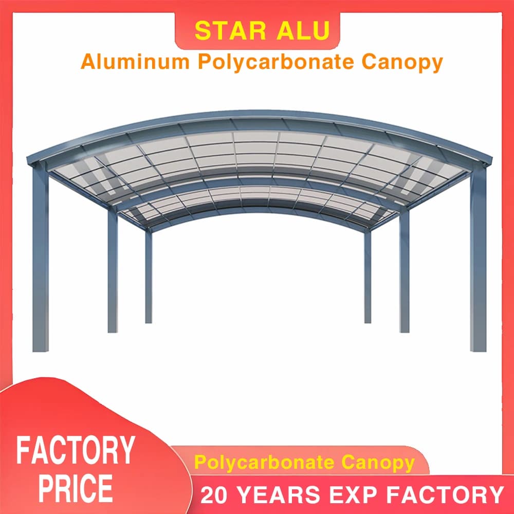 Carport moderne auvent en polycarbonate – Pare-soleil à cadre en aluminium étanche pour allée ou jar
