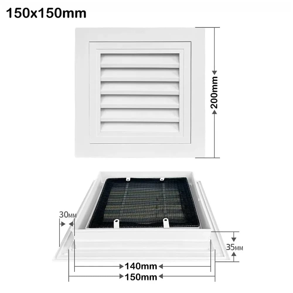 Nouvelle grille d'aération carrée blanche en alliage d'aluminium avec couvercle en maille pour maiso