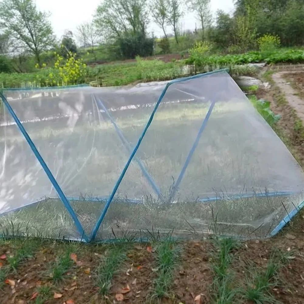 Couverture pliable de protection des plantes avec grille en PVC à bords bleus, pour la culture des l