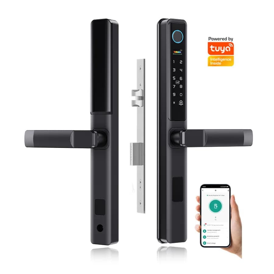 Serrure intelligente Tuya pour porte coulissante à ouverture par poussée ou traction, avec carte, mo