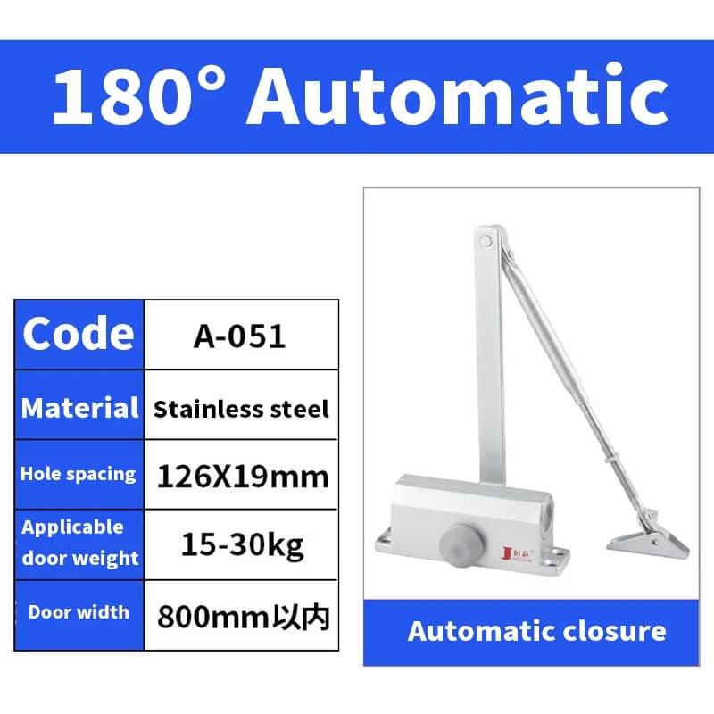 Ferme-porte automatique à fermeture hydraulique, 25-85KG, vitesse réglable, positionnement, arrêt de