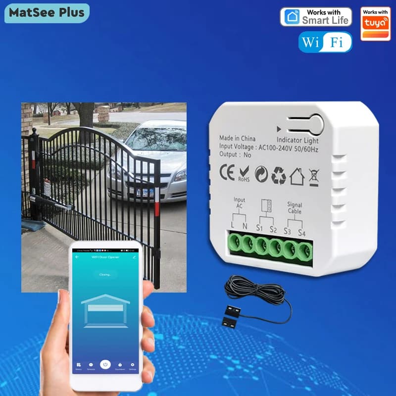 Ouvre-porte coulissant motorisé WiFi Smart Life, contact sec, 110V 240V, commande vocale, compatible