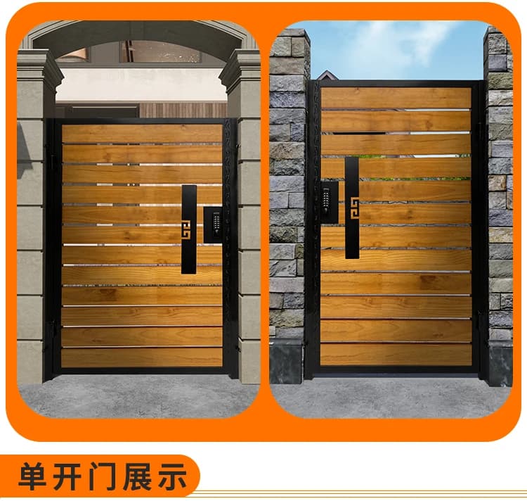 Porte de maison de jardin européenne en acier inoxydable, porte de cour extérieure décontractée, gra