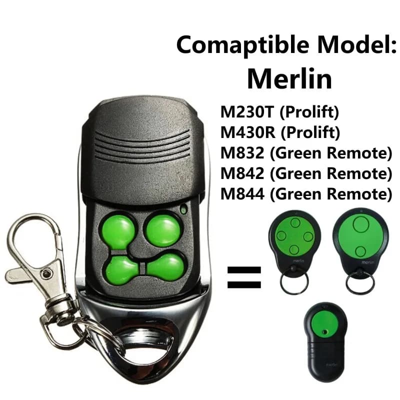 Télécommande de porte de garage pour Merlin, M832, M842, M844, 230t, 430r, remplacement de la téléco