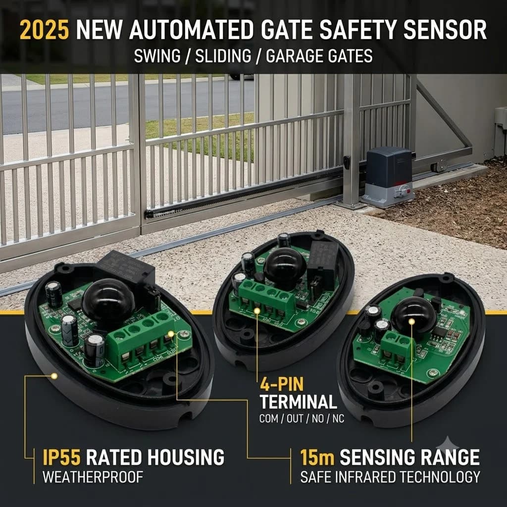 Nouvelle Porte Automatique IP55 2025 avec Capteur Infrarouge de Sécurité 15m / Porte Battante / Coul