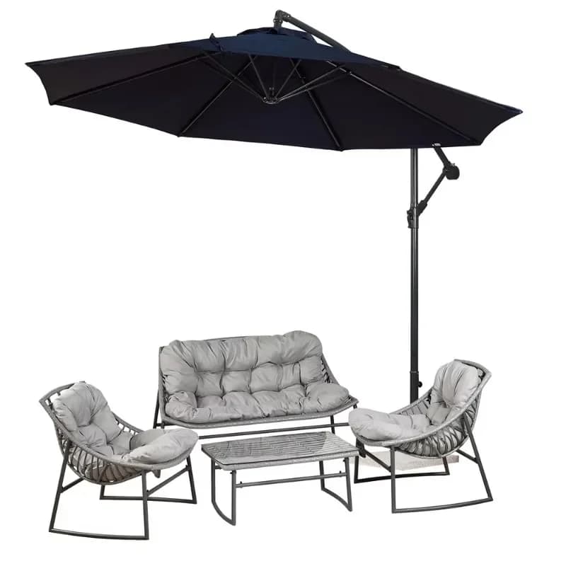 Balcon de jardin, mobilier d'extérieur en rotin, relaxez les deux corps et l'esprit