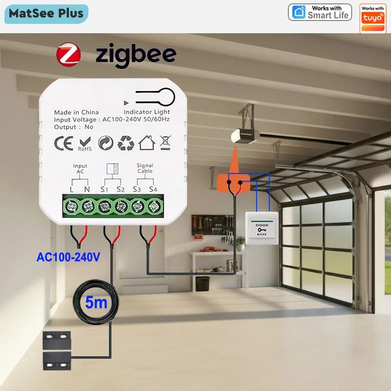 Porte de garage coulissante intelligente ZigBee, commande à distance par application, ouverture/ferm