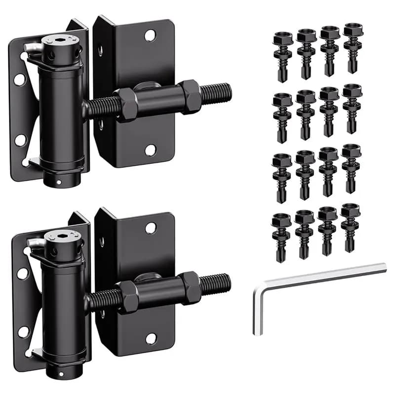 ABRU - Charnières de portail à fermeture automatique à tension réglable, robustes, finition noire -