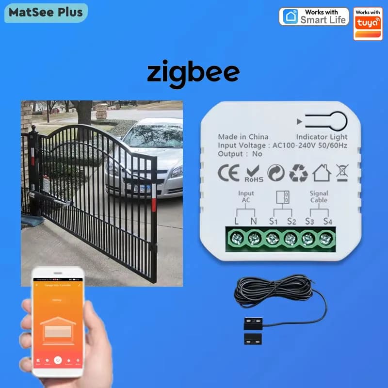 Contrôleur de portail coulissant motorisé Smart Life ZigBee, contact sec, 110V 240V, commande vocale
