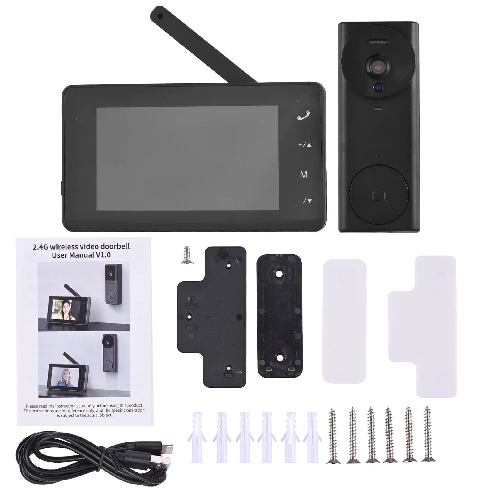 Caméra de sonnette vidéo sans fil avec affichage de moniteur, écran IPS 4.3, Kits de caméra de visio