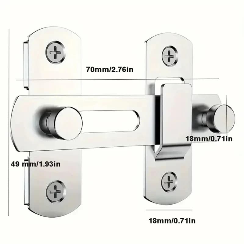 1 Pièce Loquet Coulissant en Acier Inoxydable pour Porte de Grange, Quincaillerie de Verrouillage po