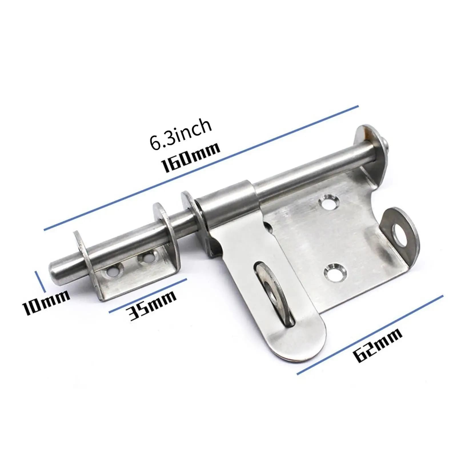 Loquet de sécurité coulissant en métal antirouille avec trou pour cadenas, installation facile pour