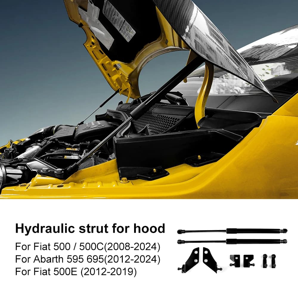 Supports de levage de capot avant, bras de tige de choc, pour Fiat 500/500C 2008-2024/ 500E 2012-201
