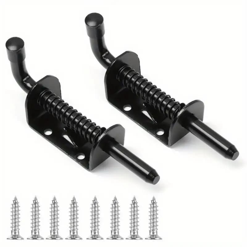 2 pièces Loquet de porte coulissant robuste en acier au carbone avec verrou à ressort