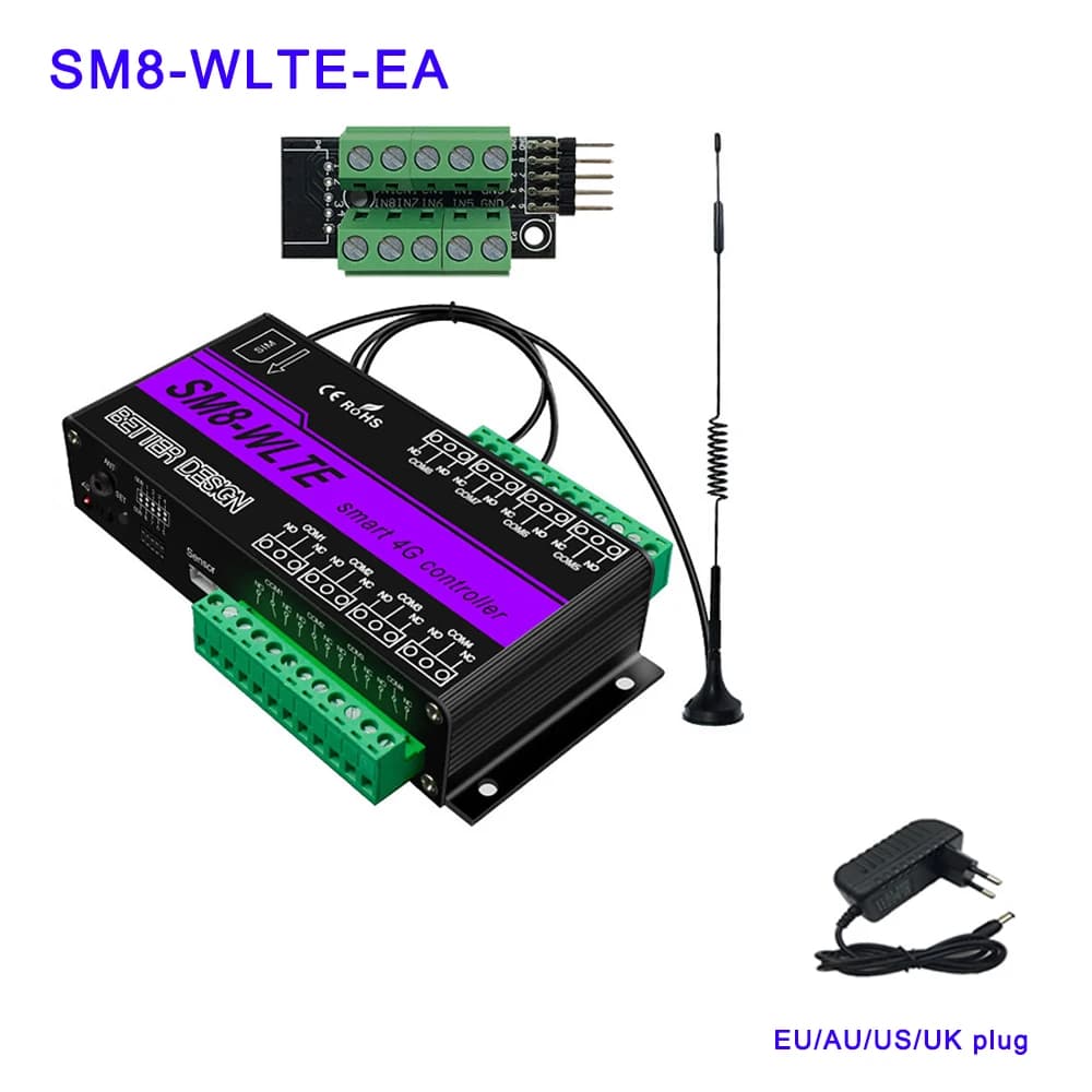 SMS GSM 4G LTE APP Web télécommande 8 canaux relais sortie entrée SM8-WLTE température humidité aler