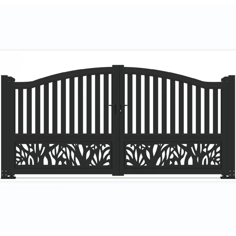 Allée double porte en fer forgé rotation porte design moderne extérieur en métal automatique jardin