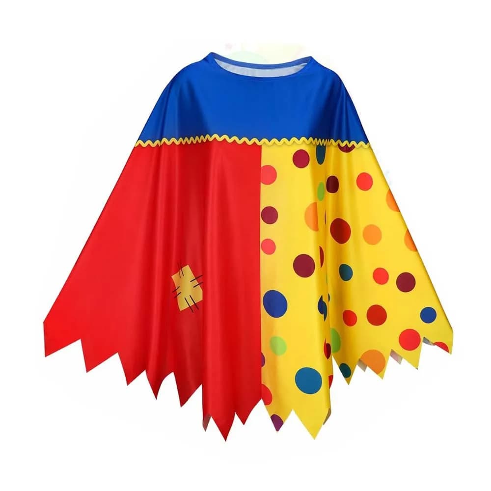 Costume de Clown Adulte pour Cosplay, Ensemble Cape à Pois et Pantalon Rayé Bicolore, Idéal pour Hal