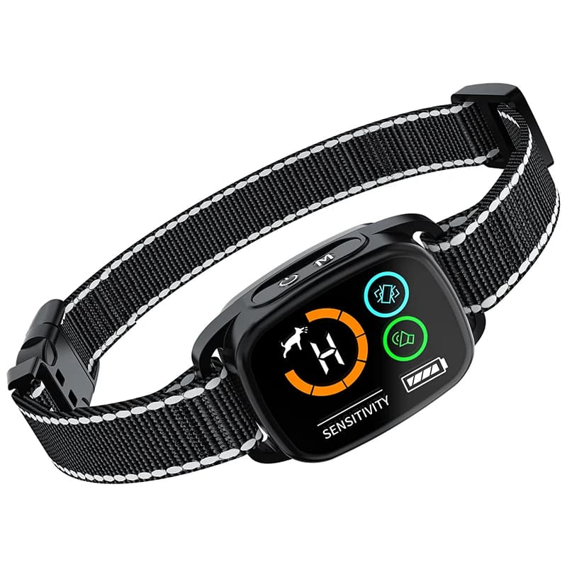 Collier d'écorce pour chien, fonction de Vibration sonore, étanche IP67, double moteur, affichage co