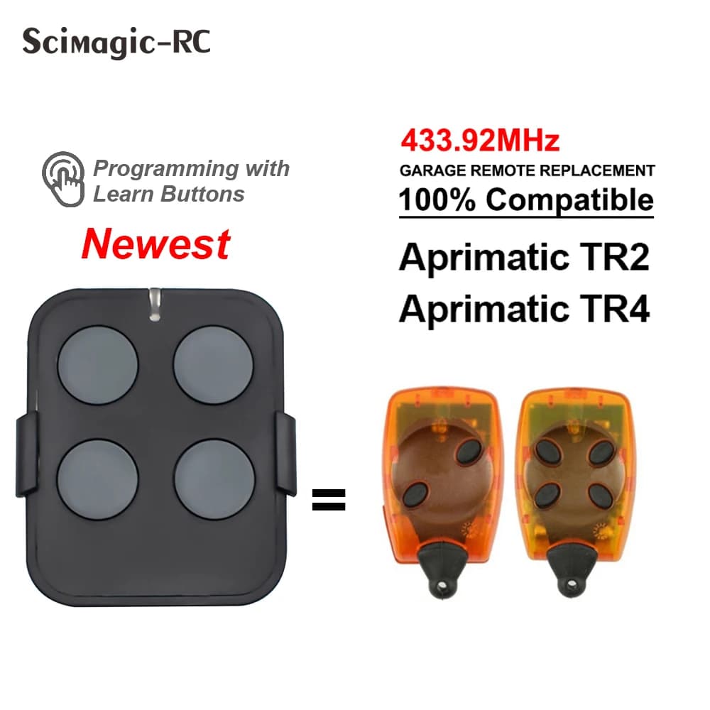 Télécommande APRIMATIC pour Garage Aprimatic TR2 TR4, porte-clés, transmetteur de Code roulant 433.9