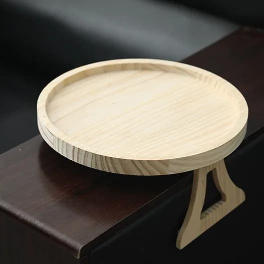 Plateau d'accoudoir de canapé en bois, Clip circulaire sur plateau de petit déjeuner, usage domestiq