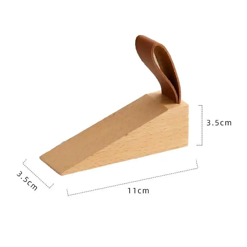 1 pièce Butée de porte en bois massif, antidérapante, avec cordon en cuir, protection bébé, anti-col