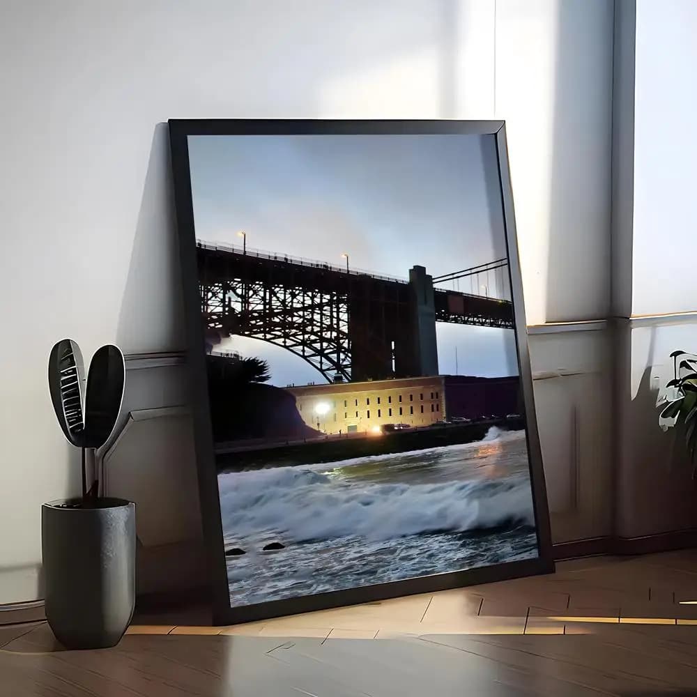 Affiche sur toile avec calligraphie et peinture de la Golden Gate Bridge, décoration murale pour l'i
