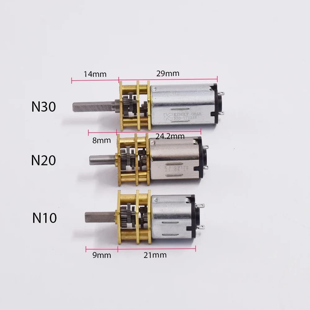 Mini moteur à engrenages métalliques DC 3V/6V/12V N10 N20 N30, arbre de sortie droit, vitesse lente,