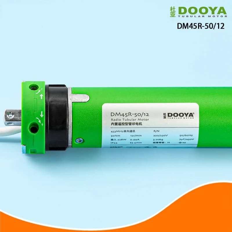 Moteur tubulaire radio DOOYA 228W haute puissance à code roulant DM45R-50N/12 à course mécanique pou