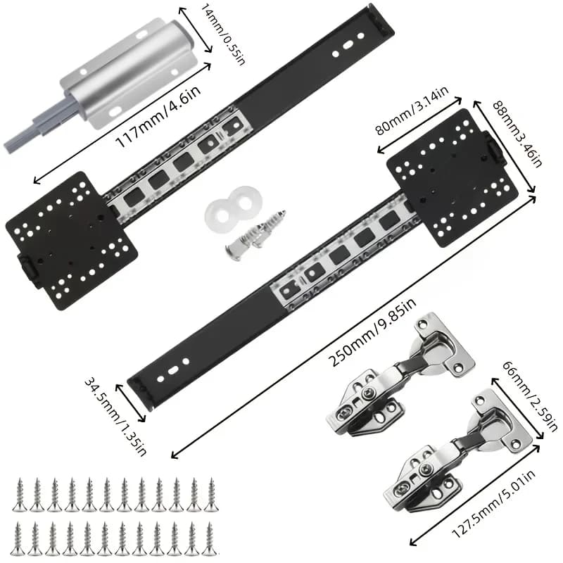 Kit de quincaillerie pour porte coulissante, 5 pièces, rail caché peu encombrant et système pliable
