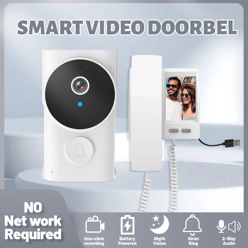 Visiophone sans fil 2.4Ghz, interphone vidéo, caméra avec écran IPS 3.5 pouces, enregistrement Audio
