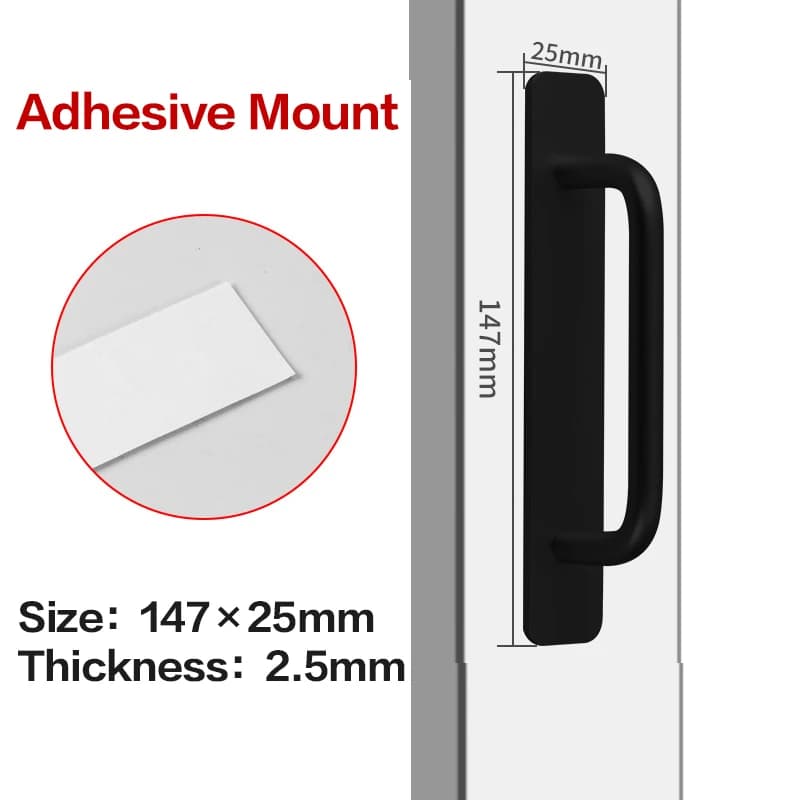 Poignée coulissante en aluminium sans perçage, adhésive ou à visser, pour armoire, porte, salle de b