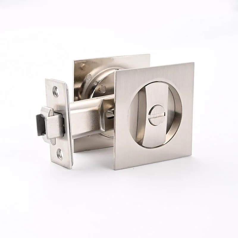 Serrure de porte coulissante mécanique, serrure de porte de poche carrée d'entrée avec poignées de b