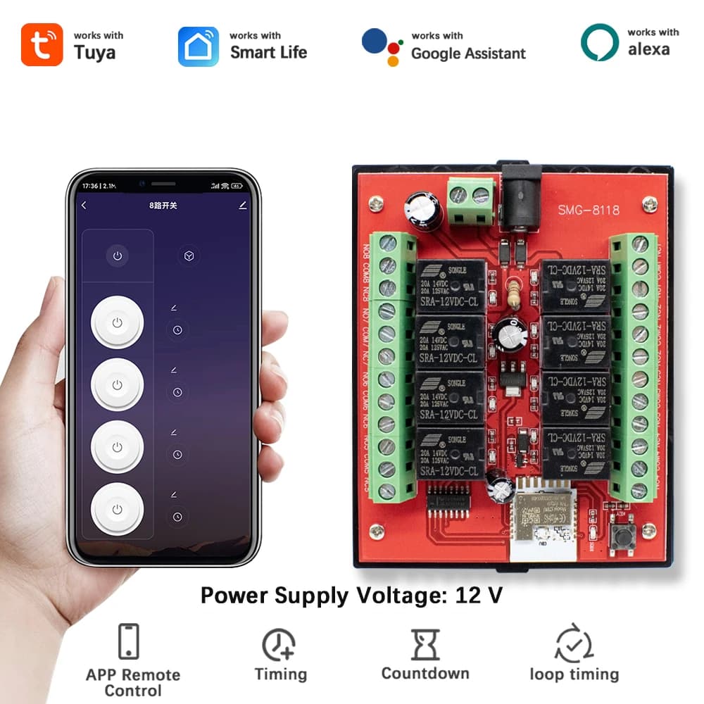 Module de relais Wi-Fi 8 canaux pour domotique