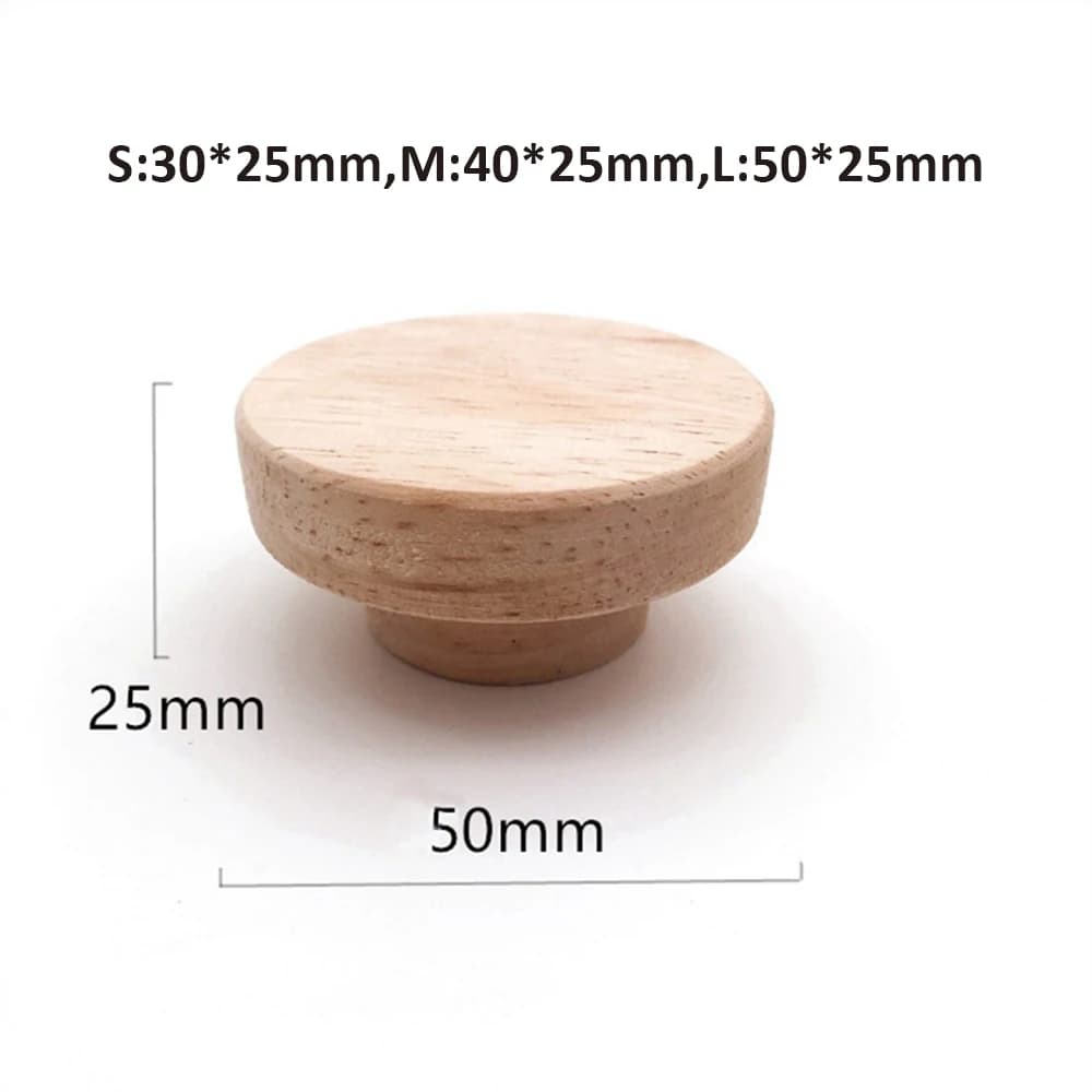 Poignée ronde en chêne Dia 30/35/40/50mm, boutons de garde-robe en bois naturel pour tiroir d'armoire, quincaillerie de meubles
