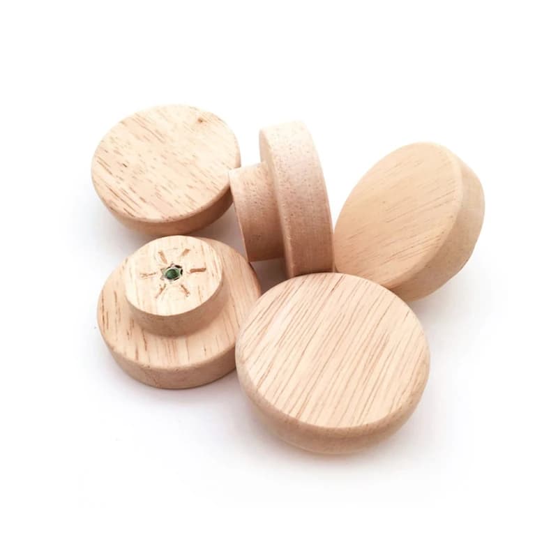 Poignée ronde en chêne Dia 30/35/40/50mm, boutons de garde-robe en bois naturel pour tiroir d'armoire, quincaillerie de meubles