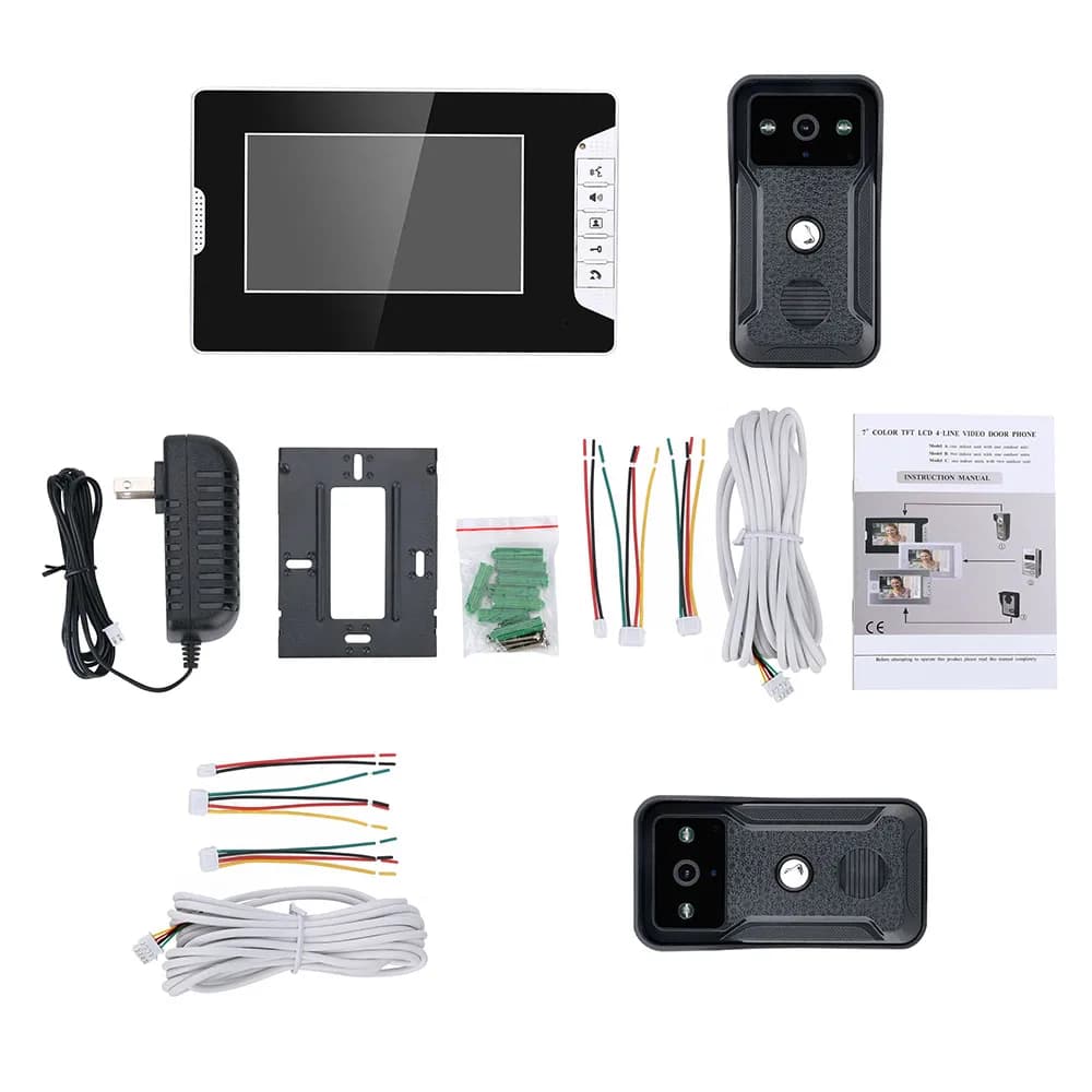Kit d'interphone de sonnette de visiophone de 7 pouces