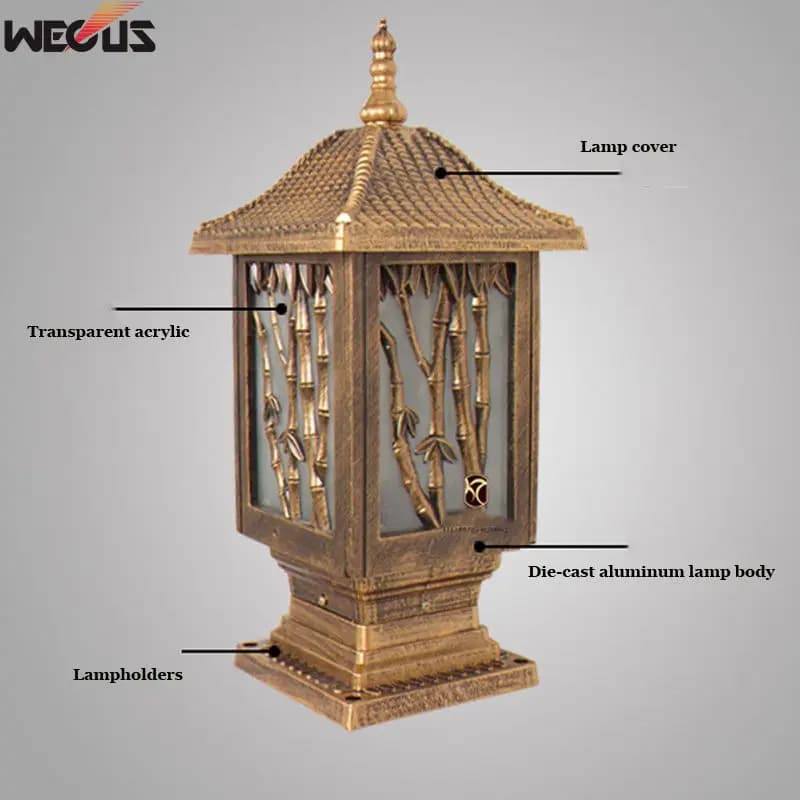 Lampe de pilier extérieur Villa européenne cour porte colonne lumière étanche noir en aluminium jardin paysage lampes pilier éclairage