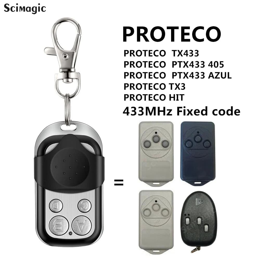 PROTECO ANGIE – télécommande de Garage 433.92MHz, transmetteur à Code fixe, porte-clés