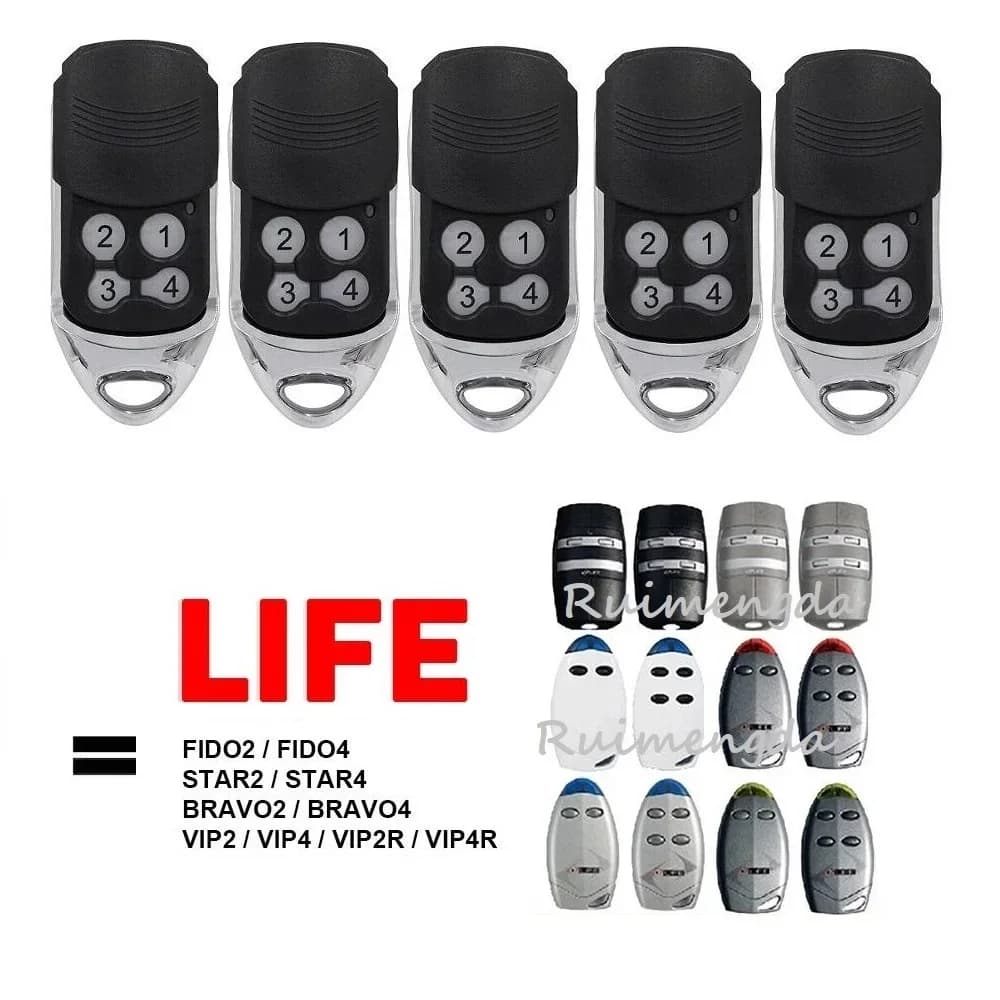LIFE FIDO2 FIDO4 télécommande de Garage VIP2 VIP4 VIP2R VIP4R STAR2 STAR4 BRAVO2 BRAVO4 transmetteur de commande de porte 433.92MHz