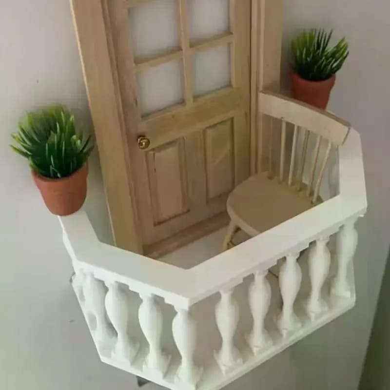 Balcon miniature pour maison de poupée avec balustrade, balcon européen adapté aux collectionneurs, scènes miniatures, accessoires de maison de poupée DIY