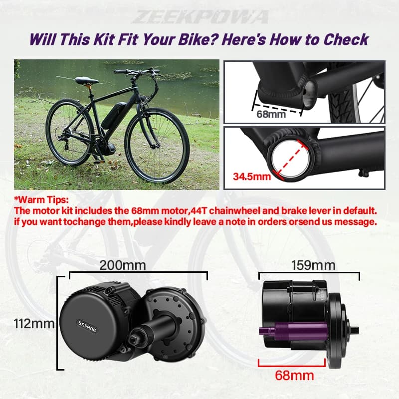 Kit de conversion de vélo électrique Bafang Mid Drive Motor Kit CAN BUS sans batterie BBS02B 48V 750W 500W 350W 250W 500W 36V 250W